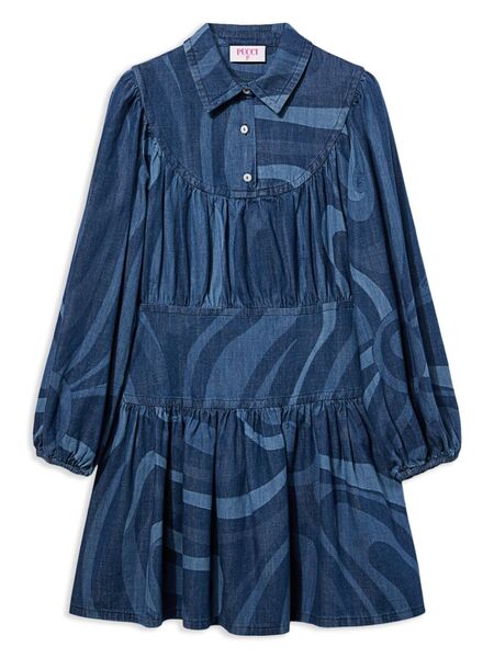  Pucci Junior Vestido Con Estampado Marmo - Azul 