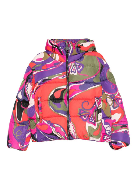  Pucci Plumífero Con Orquídea Estampada - Morado 