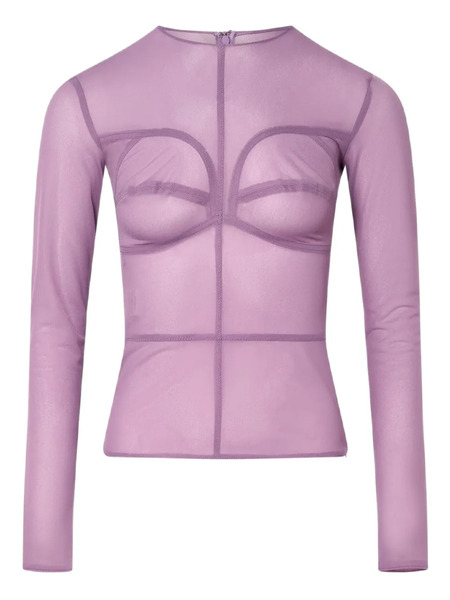  Pushbutton Blusa Con Diseño De Paneles - Morado 