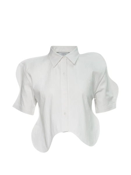  Pushbutton Camisa Con Dobladillo Ondulado - Blanco 