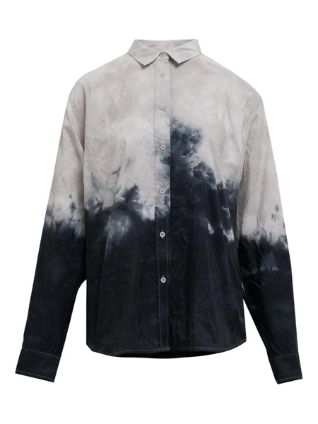 Pushbutton Camisa Dying Con Cuello De Pico - Gris 