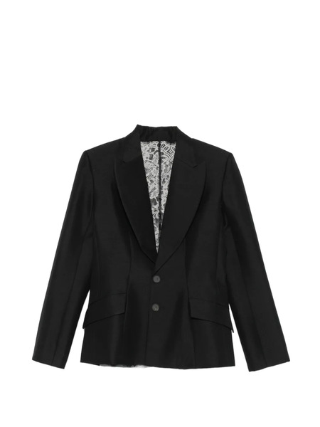  Quetsche Blazer Con Paneles De Encaje - Negro 
