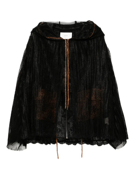  Quetsche Chaqueta Con Capucha Y Encaje - Negro 