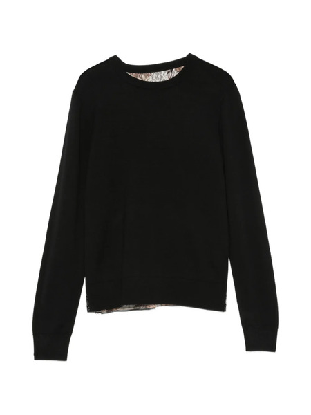  Quetsche Jersey Con Panel De Encaje - Negro 