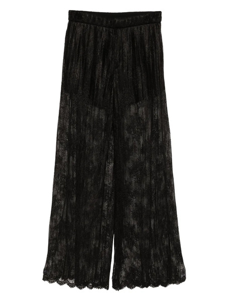  Quetsche Pantalones Con Encaje Plisado - Negro 