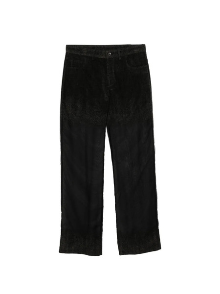  Quetsche Pantalones Con Panel Translúcido - Negro 