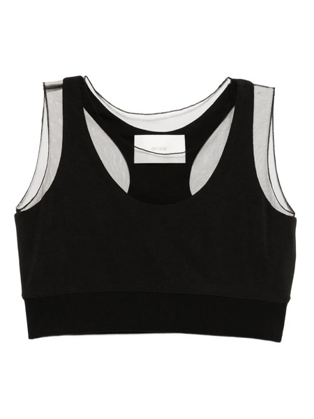  Quetsche Top Con Paneles Semitranslúcidos - Negro 