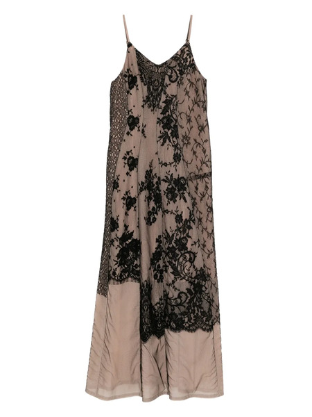  Quetsche Vestido Con Encaje Floral - Negro 