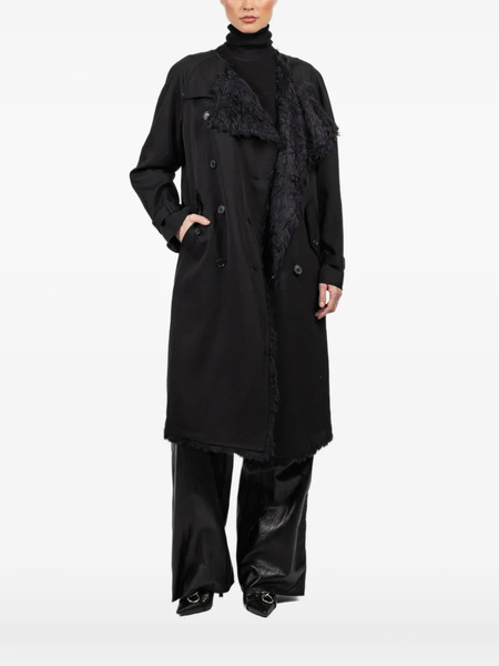  R13 Abrigo Reversible Con Flecos - Negro 