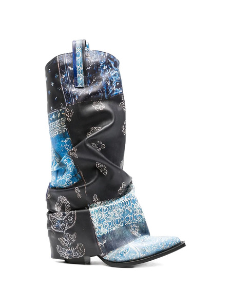  R13 Botas Con Estampado De Bandana - Azul 