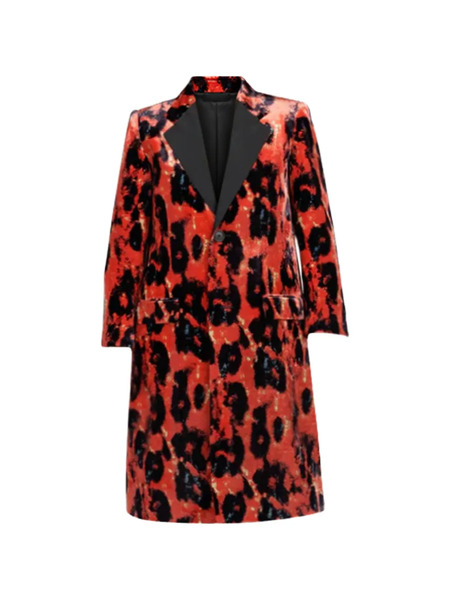  R13 Lepard-print Single-breasted Coat - Rojo 