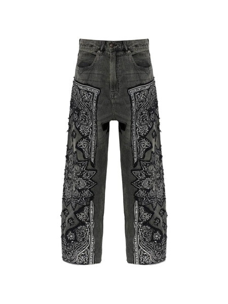  R13 Vaqueros Con Aplique De Bandana - Gris 