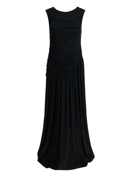  R2w Vestido Largo Fruncido - Negro 