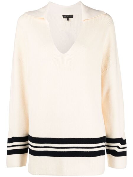  Rag & Bone Jersey Oversize Con Ribete De Rayas - Neutro 
