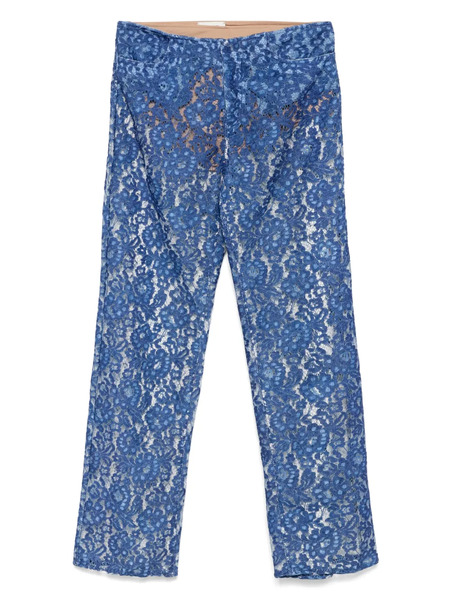  Rame Pantalones Con Encaje Floral - Azul 