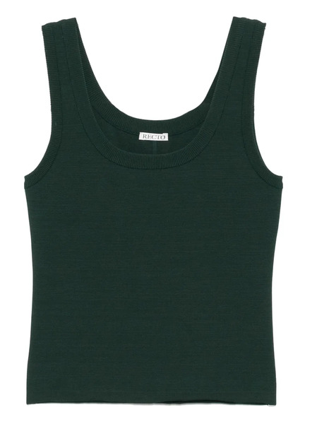  Recto Top De Punto Con Cuello Redondo - Verde 