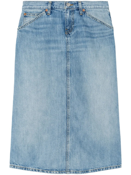  Re/done Falda Vaquera Low Rider Midi - Azul 