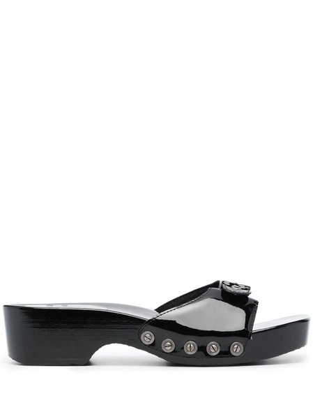  Re/done Mules Con Tacón Cuadrado - Negro 
