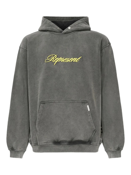  Represent Sudadera Bordada De Algodón Con Capucha - Gris 
