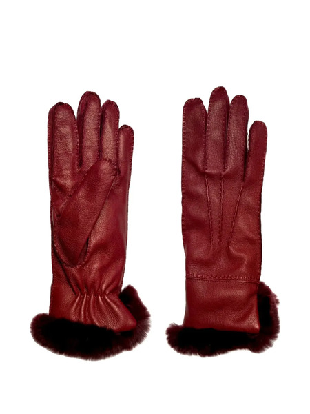  Restelli Guantes Con Ribete De Pelo - Rojo 