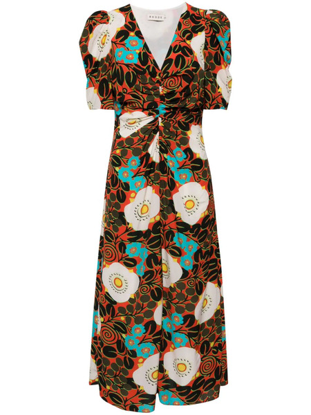  Rhode Vestido Maci Midi Estampado - Rojo 