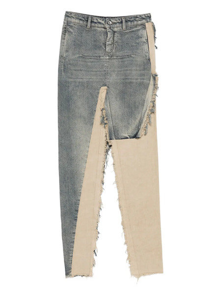  Rick Owens Falda Con Panel Deshilachado - Azul 