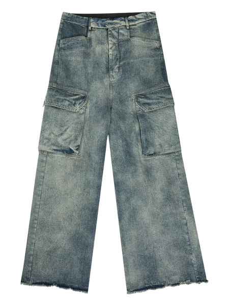  Rick Owens Vaqueros Cargo Deshilachados - Azul 
