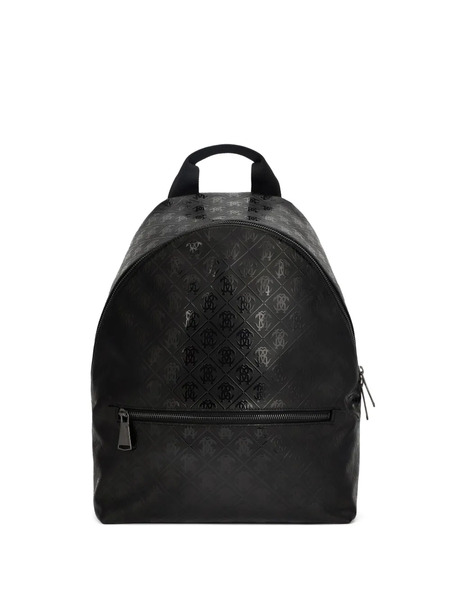  Roberto Cavalli Mochila Mirror Snake Con Monograma En Relieve - Negro 