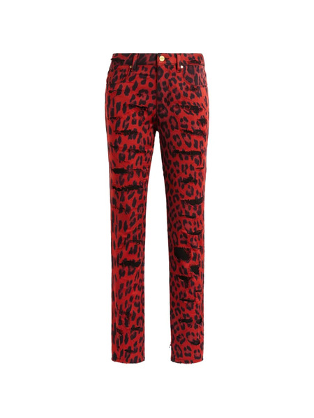  Roberto Cavalli Vaqueros Con Efecto Envejecido - Rojo 