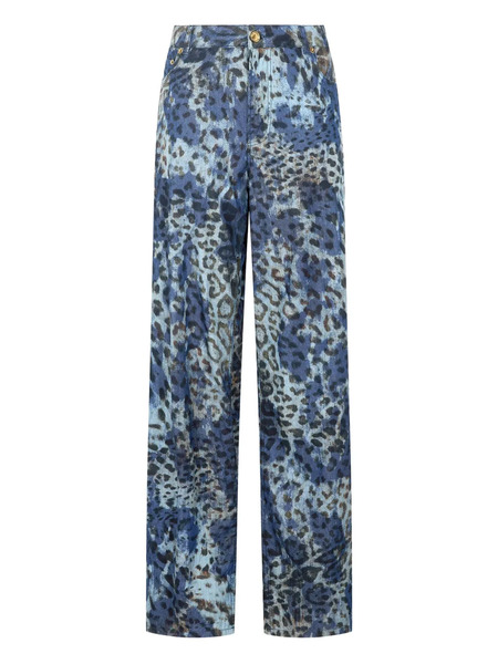  Roberto Cavalli Vaqueros Con Estampado De Jaguar - Azul 