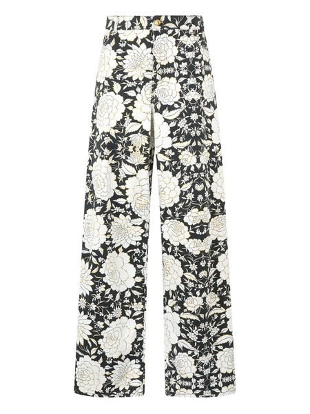  Roberto Cavalli Vaqueros Con Estampado Floral - Negro 