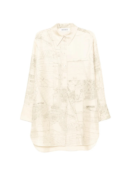  Róhe Camisa Con Mapa Estampado - Neutro 