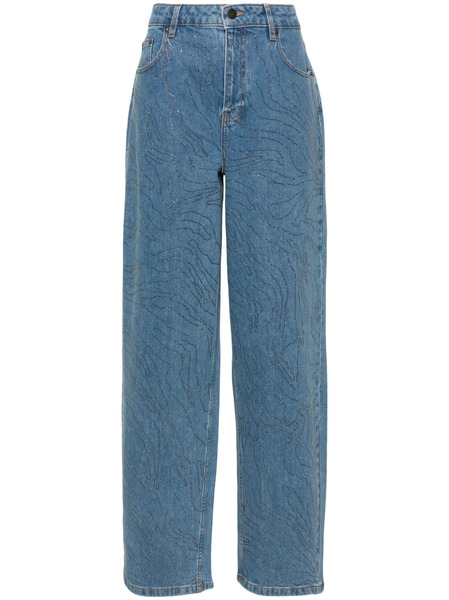  Rotate Birger Christensen Vaqueros Anchos Con Aplique De Strass - Azul 