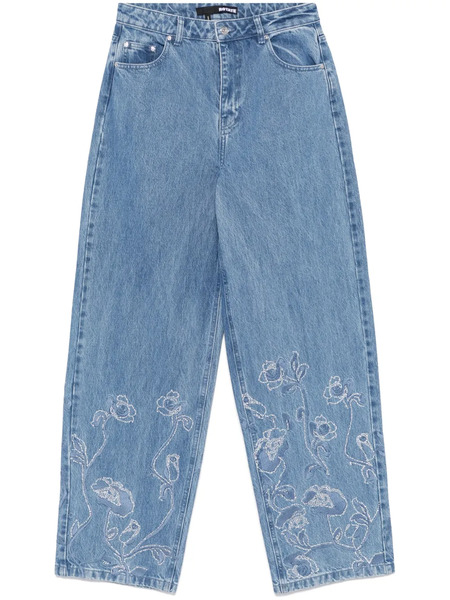  Rotate Birger Christensen Vaqueros Anchos Con Strass - Azul 