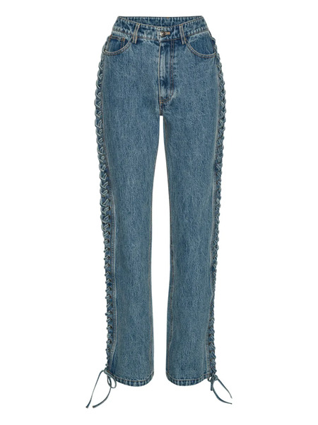  Rotate Birger Christensen Vaqueros Rectos Con Cordones - Azul 