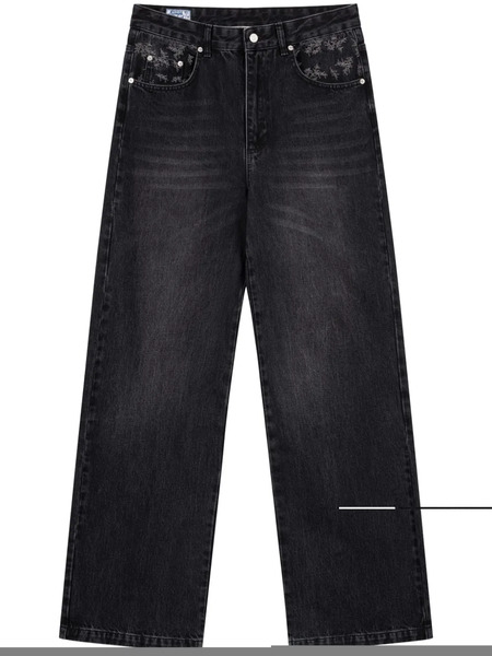 Rough. Vaqueros Anchos Con Efecto Descolorido - Negro 