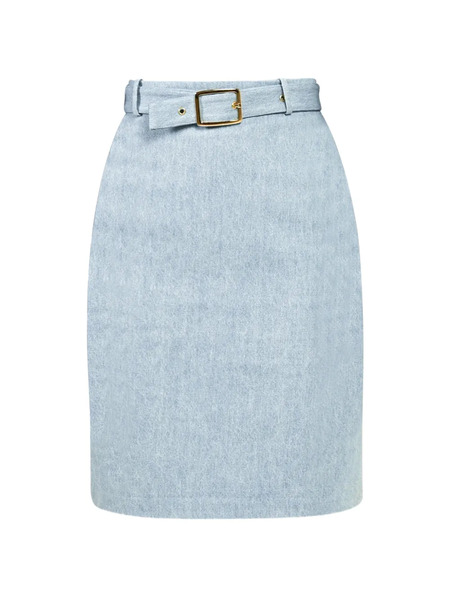  Rowen Rose Belted Denim Skirt - Azul 