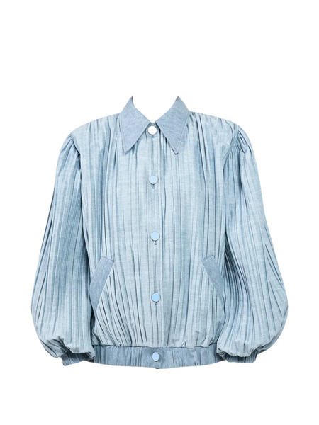  Rowen Rose Pleated Denim Jacket - Azul 