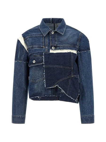  Sacai Chaqueta Vaquera Con Diseño Patchwork - Azul 