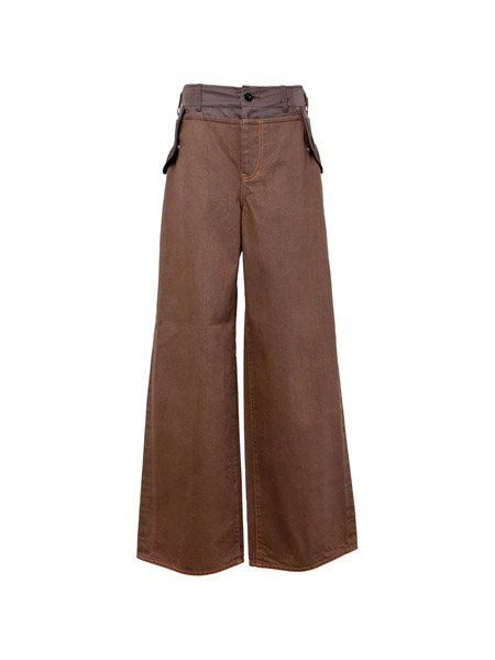  Sacai Contrast-panel Jeans - Marrón 