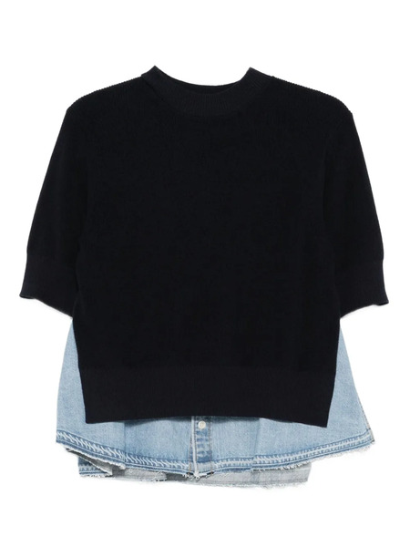  Sacai Jersey Con Panel Vaquero - Azul 