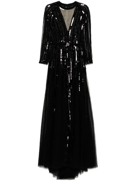  Saiid Kobeisy Vestido Largo Con Lentejuelas - Negro 