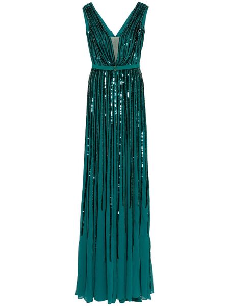 Saiid Kobeisy Vestido Largo Con Lentejuelas - Verde 