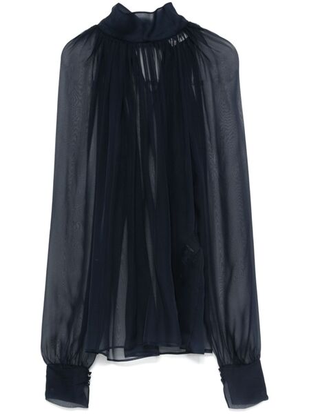  Saint Laurent Blusa De Seda - Azul 