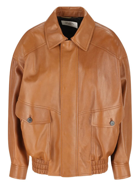  Saint Laurent Chaqueta Bómber De Piel - Marrón 