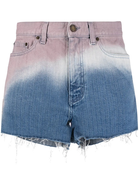  Saint Laurent Pantalones Vaqueros Cortos Con Efecto Sombreado - Azul 