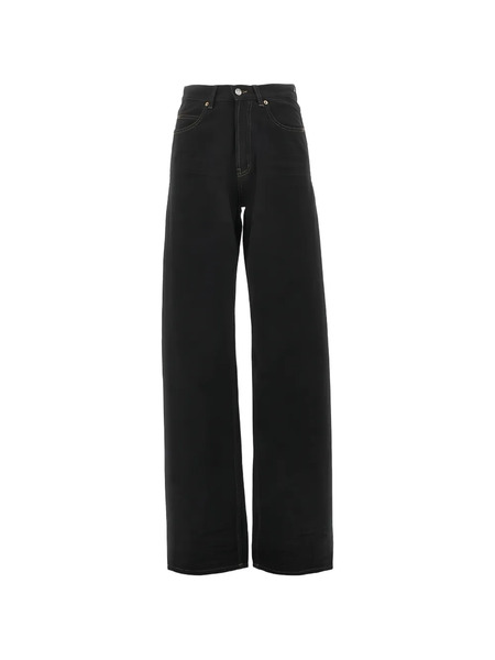  Saint Laurent Vaqueros Anchos Con Costuras En Contraste - Negro 