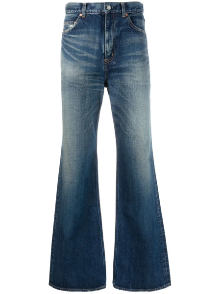  Saint Laurent Vaqueros Bootcut Con Efecto Envejecido - Azul 