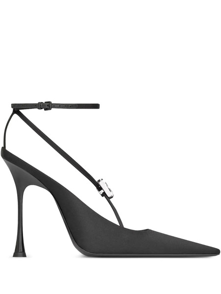  Saint Laurent Zapatos De Tacón Harlow Con Detalles De Cristales Y Tira En La Parte Posterior - Negro 