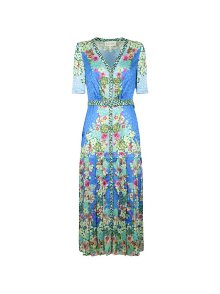  Saloni Vestido Largo Lea Estampado - Azul 